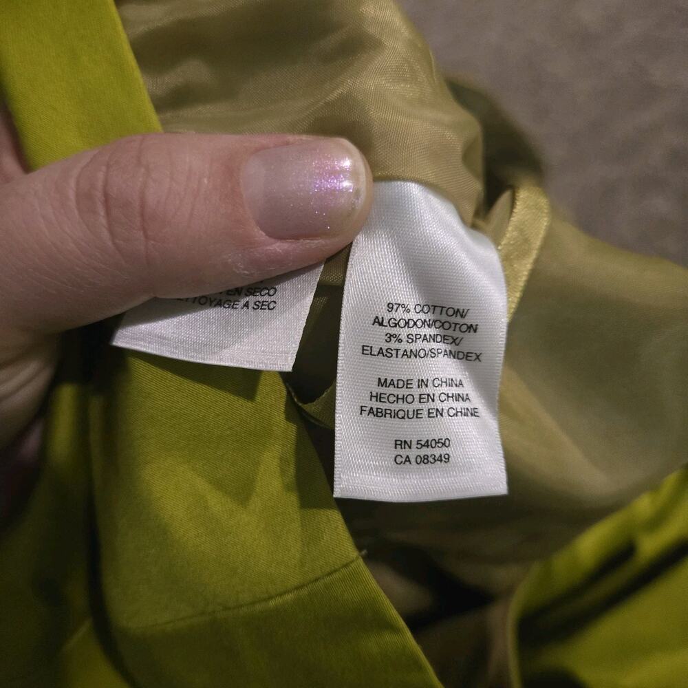Jones New York Dress Size 14 Chartreuse Green Fit Flare Formal Cocktail Bow Back - Picture 7 of 9